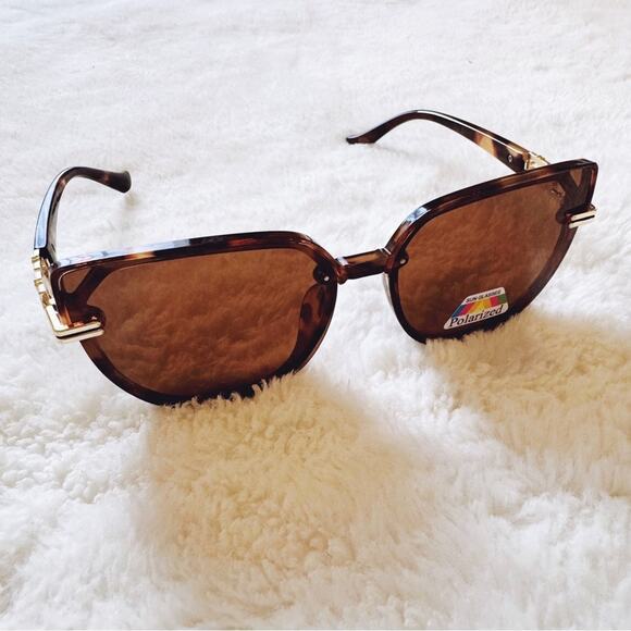 Genevieve Tortoise Brown Rimless Polarized Sunglasses - Picture 7 of 10